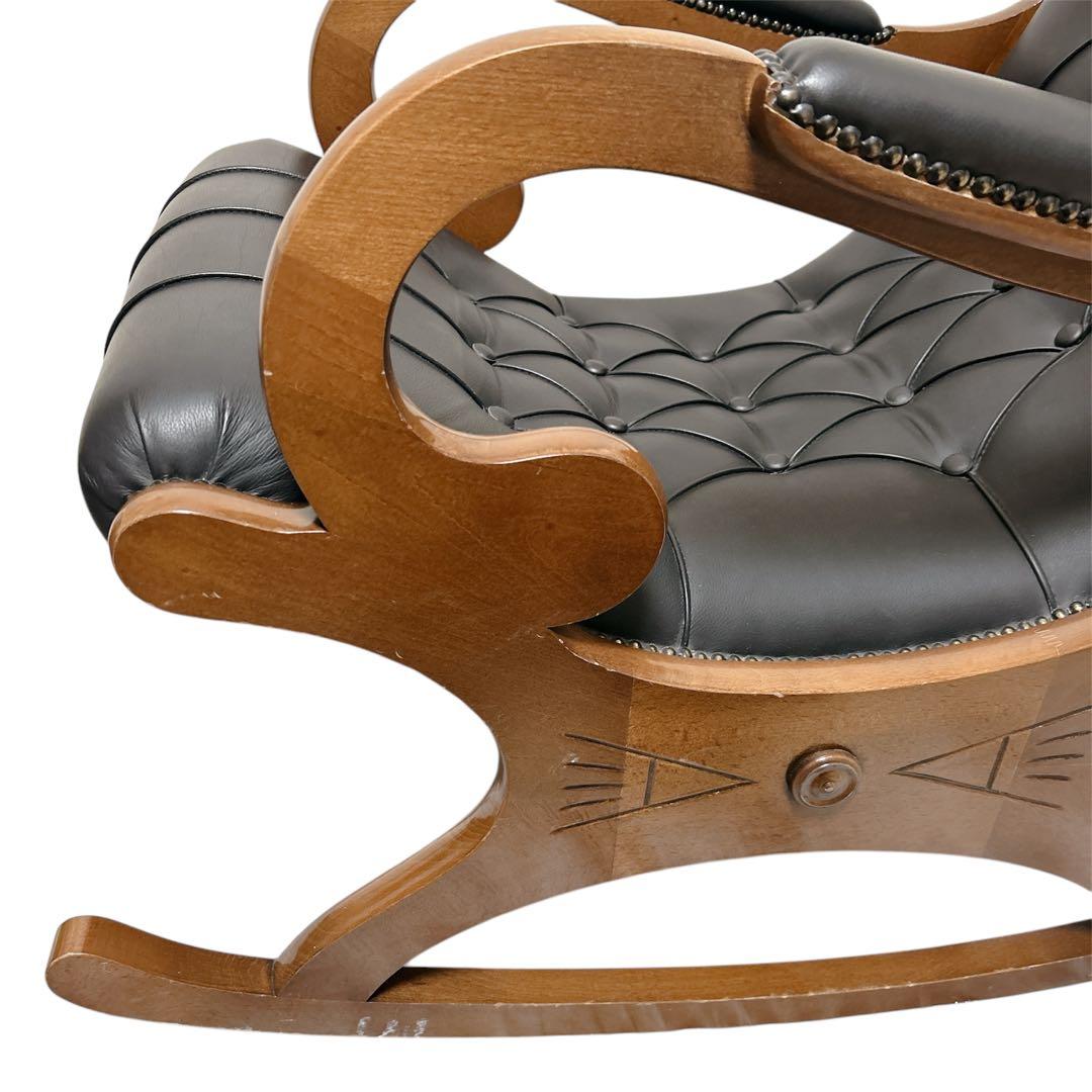 【希少】 ファシオシルバーノ ロッキングチェア 木製 レザー 椅子