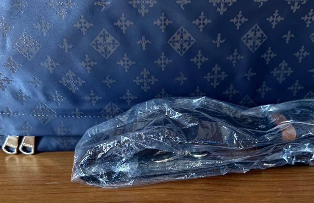 ラシット【キャリーバッグに乗せられる】トラベルボストンバッグ　ネイビー×ブラウン