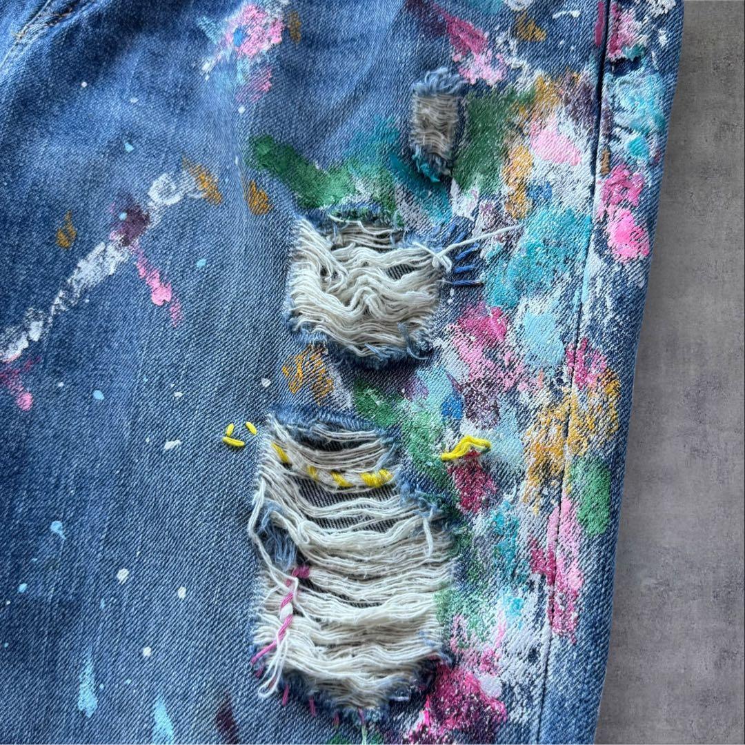 希少Polo RALPH LAUREN グランジペイント デニムパンツ W28