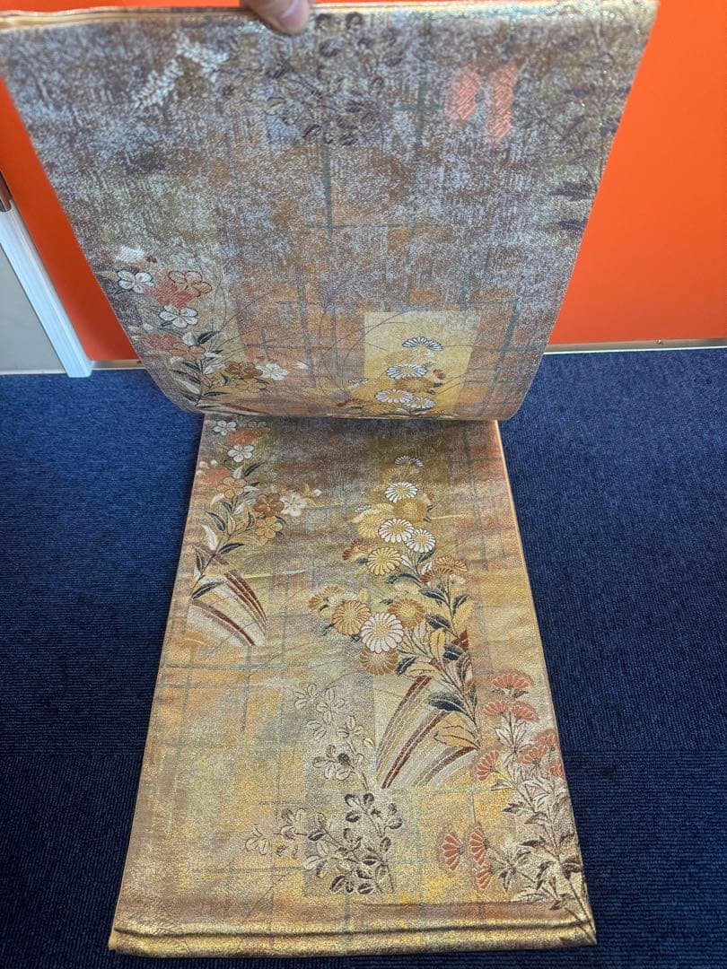 1925 袋帯 古代彫金紋  西陣織   金糸　高級上質上品　約440cm未使用