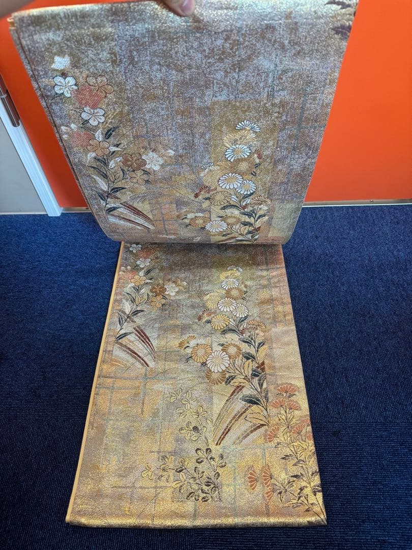 1925 袋帯 古代彫金紋  西陣織   金糸　高級上質上品　約440cm未使用