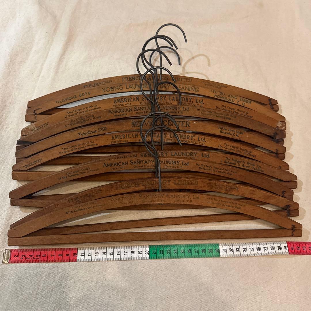 40s VINTAGE HAWAII HANGER ハンガー バー付 字 セット