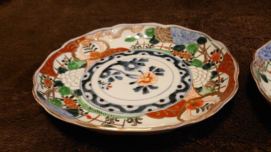 古伊万里　伊万里　大聖寺伊万里　花の図　蔵出し　　２客