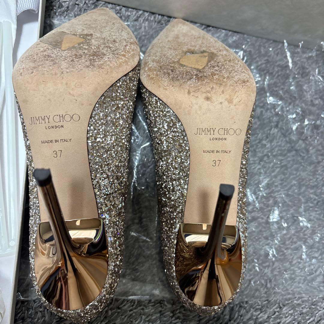JIMMY CHOO ゴールド グリッターハイヒール　結婚式