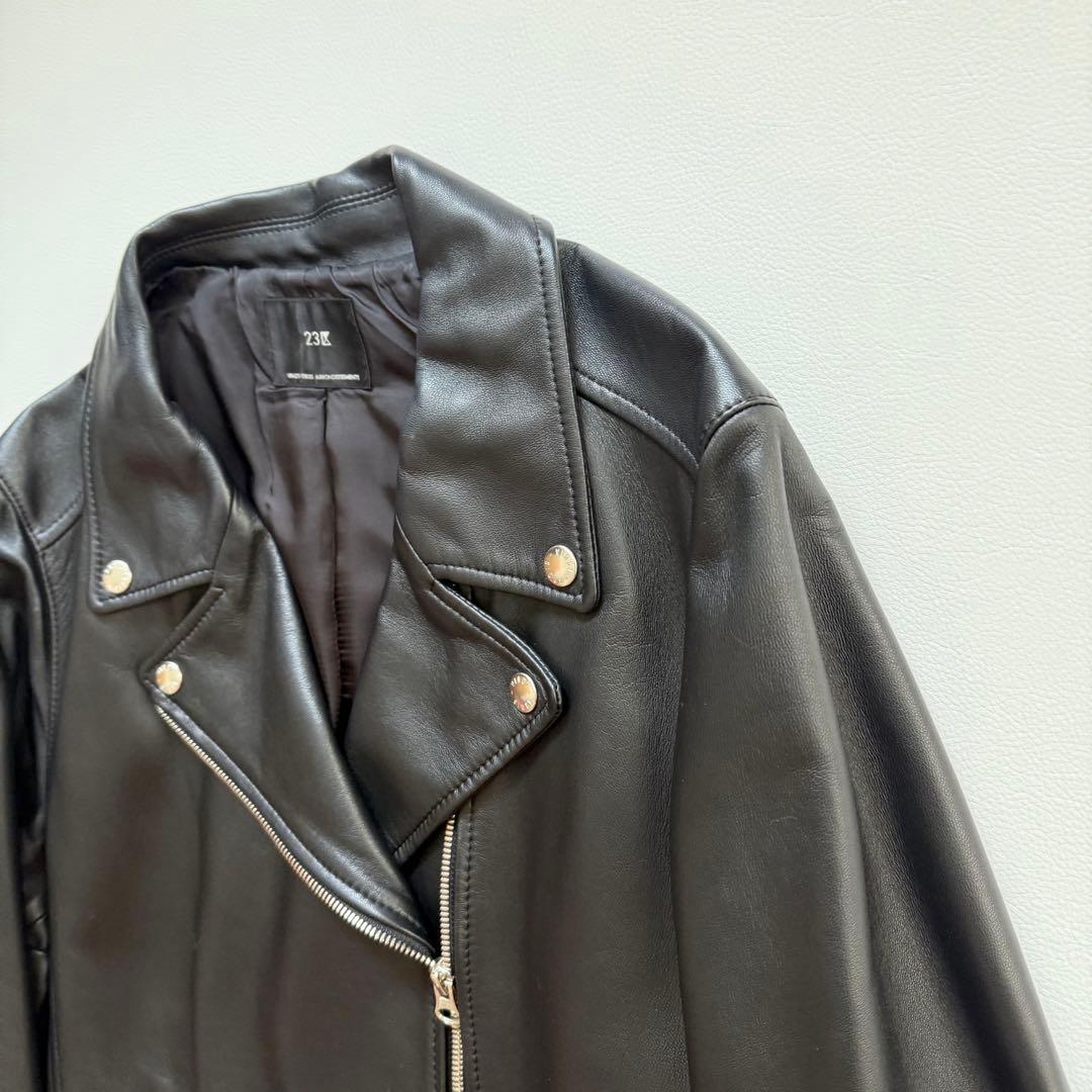 美品✨50サイズ✨23区　レザージャケット　シープレザー　ダブル　大きいサイズ