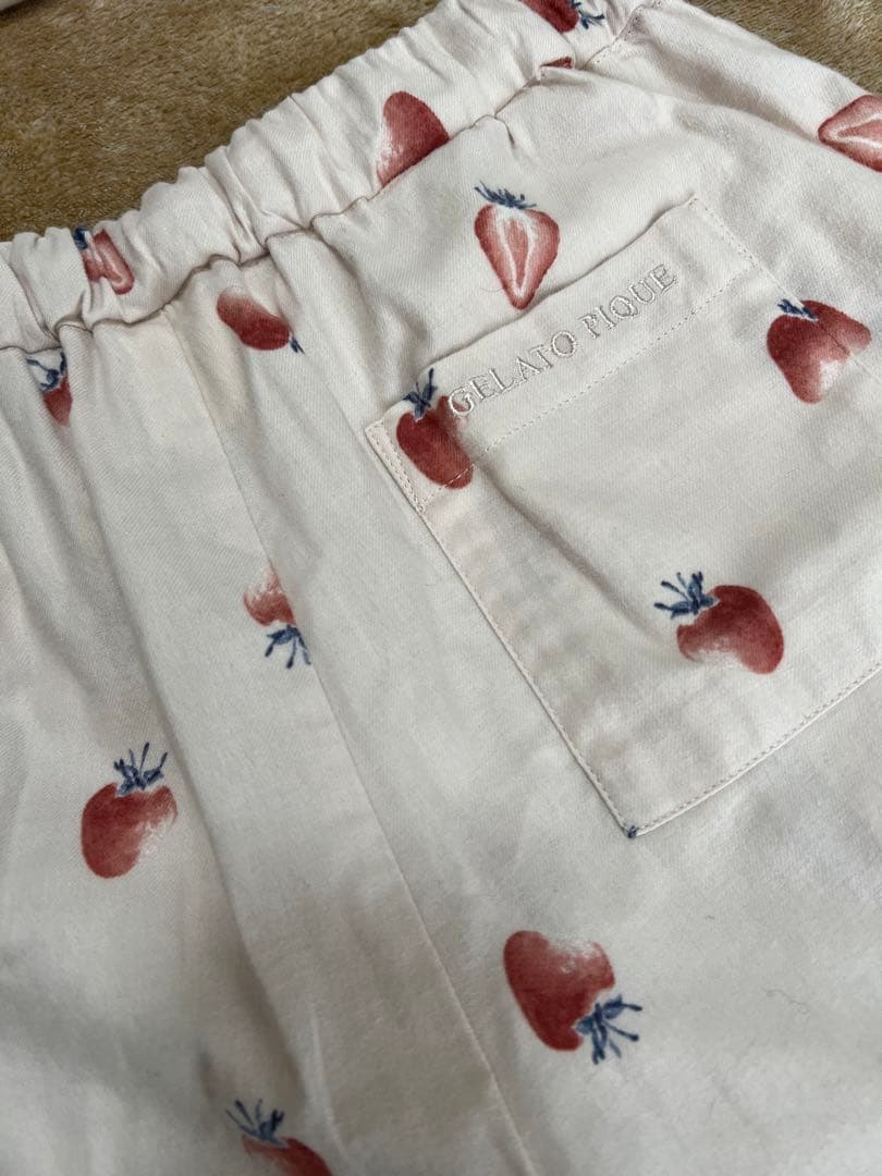 【限定一点！新品】ジェラートピケ★いちご柄ルームウェアセット