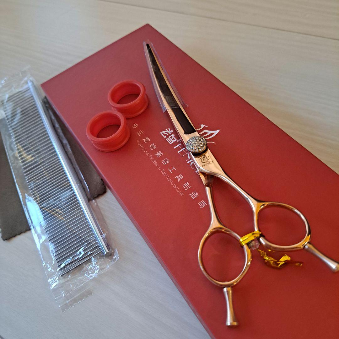 新品★フェニーチェ ★カーブシザー ギザ刄★7in トリミングシザー