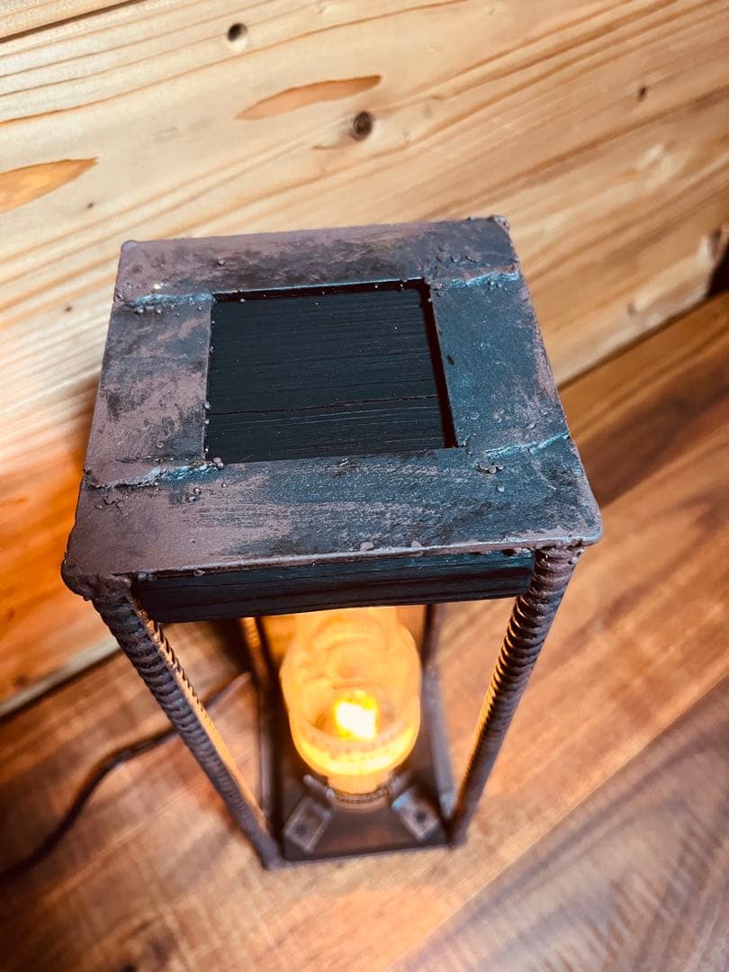 インダストリアル ボトルランプ 鉄×木 ハンドメイド 間接照明 310mm