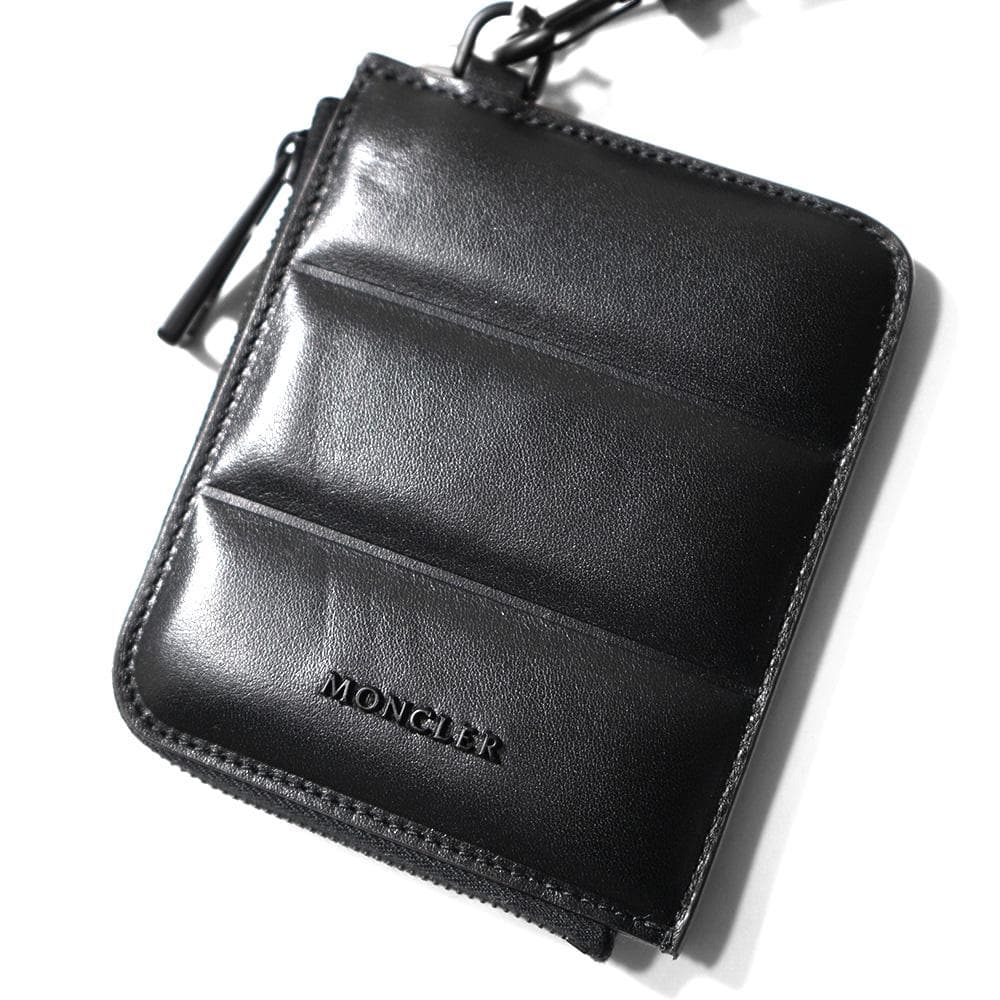 新品【 MONCLER モンクレール 】ストラップ付ロゴ レザーウォレット/財布