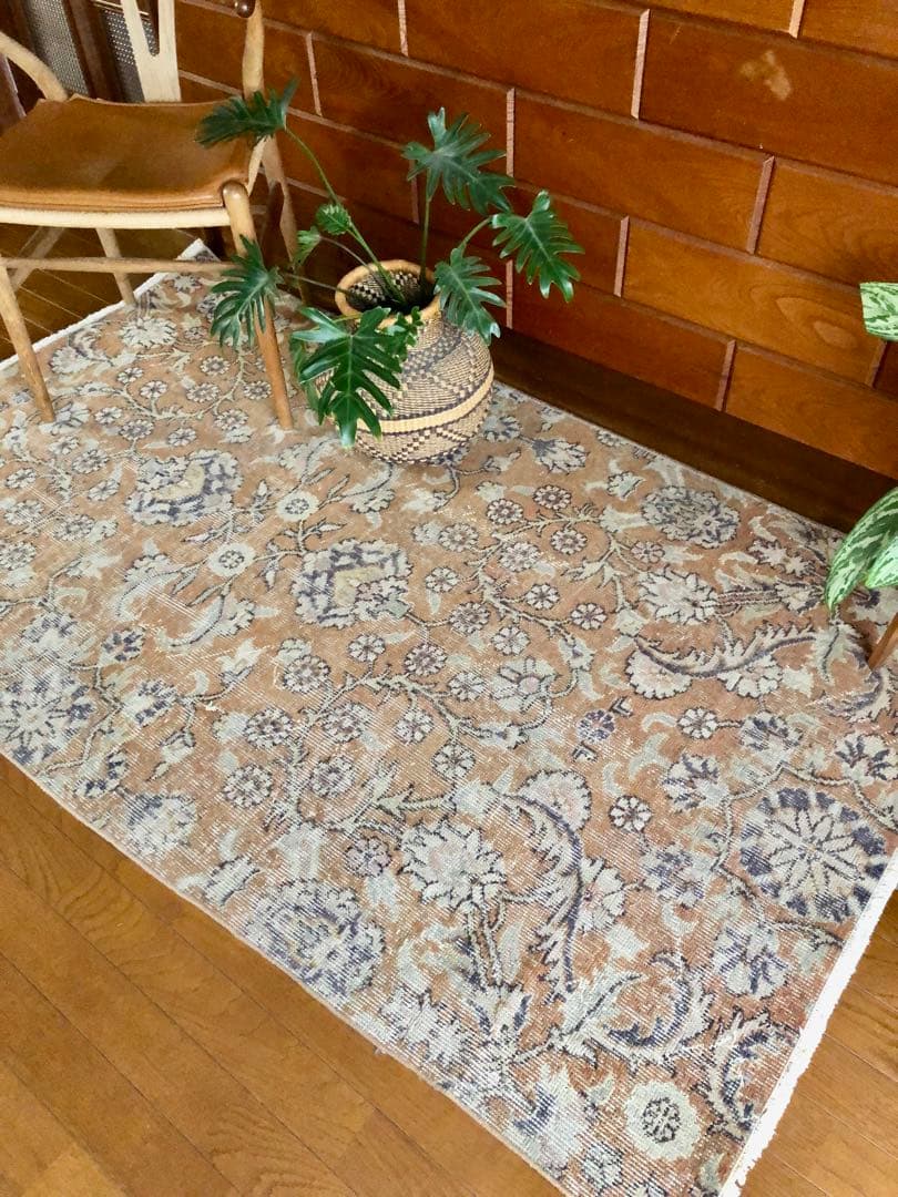 ✴︎1960年代 ヴィンテージ・トルコラグ✴︎アンバー/プラム/フローラル