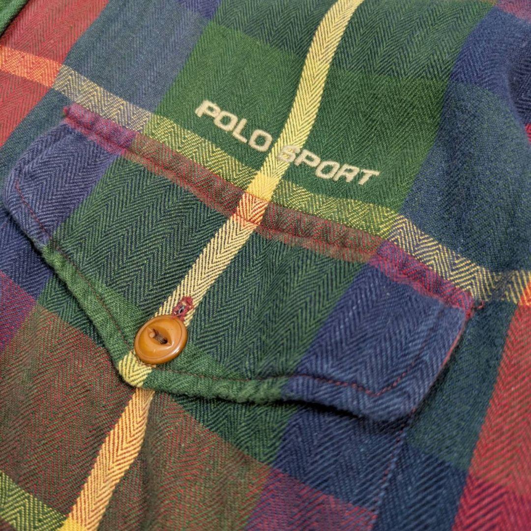 POLOSPORT ポロスポーツ 赤 紺 チェック ネルシャツ 古着 90's