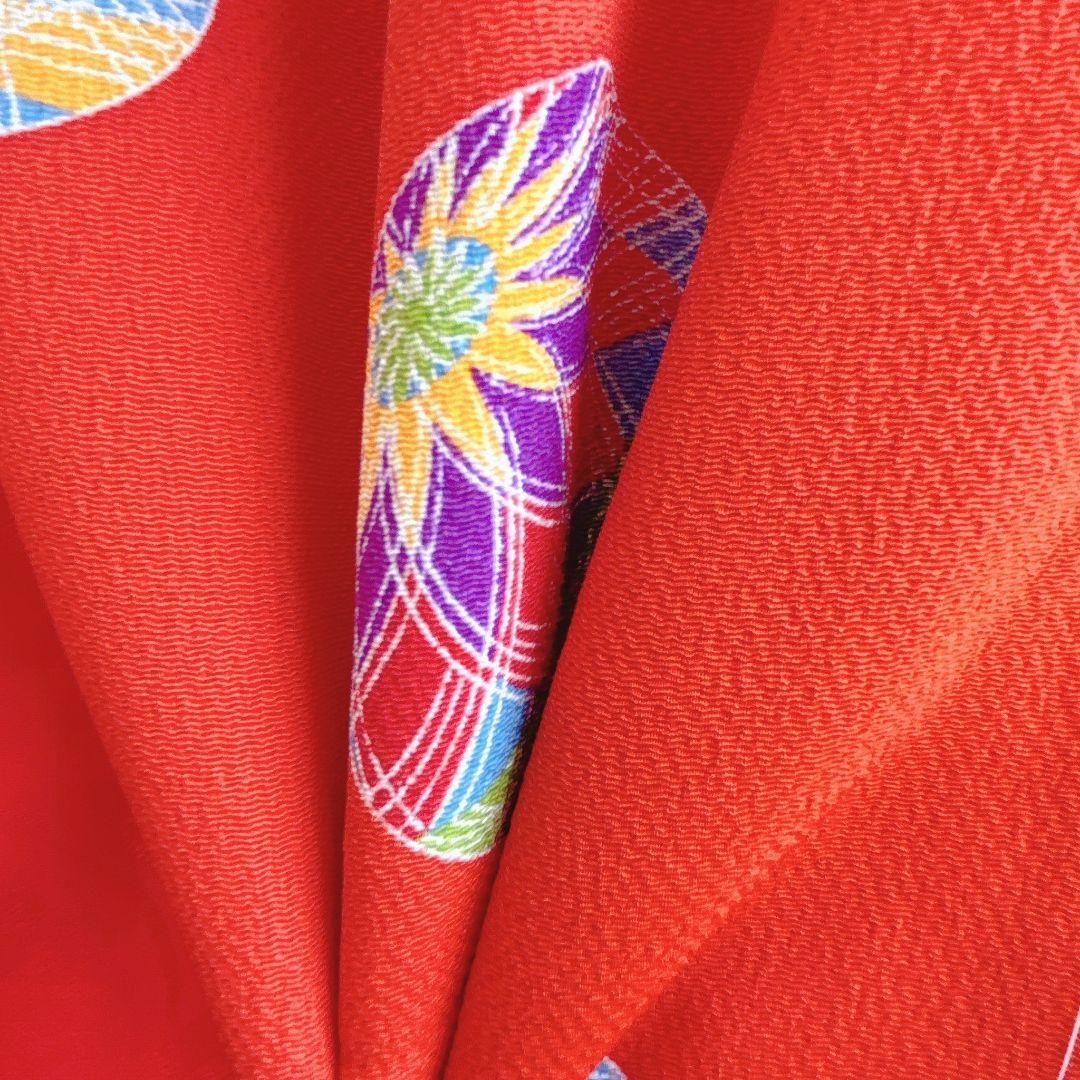 フルセット　七五三　7歳女の子　絹　朱色　毬　52395