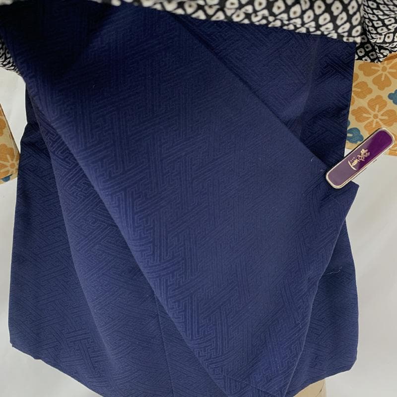 601ab4□七五三 三歳 男児 着物&被布 五つ紋 鷹 城 濃紺□美品