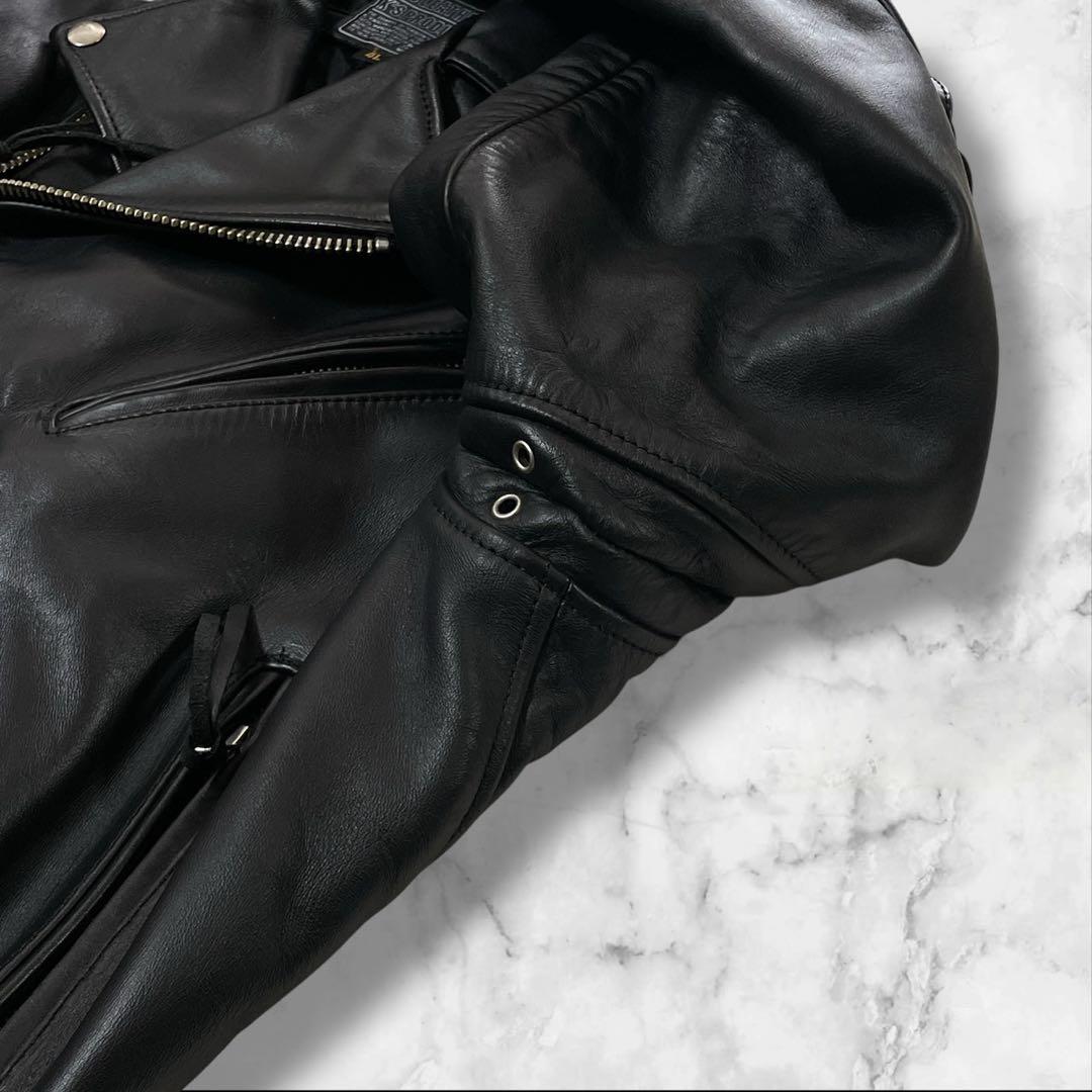 極美品/4L ● カドヤ レザージャケット ダブルライダース 牛革 ブラック