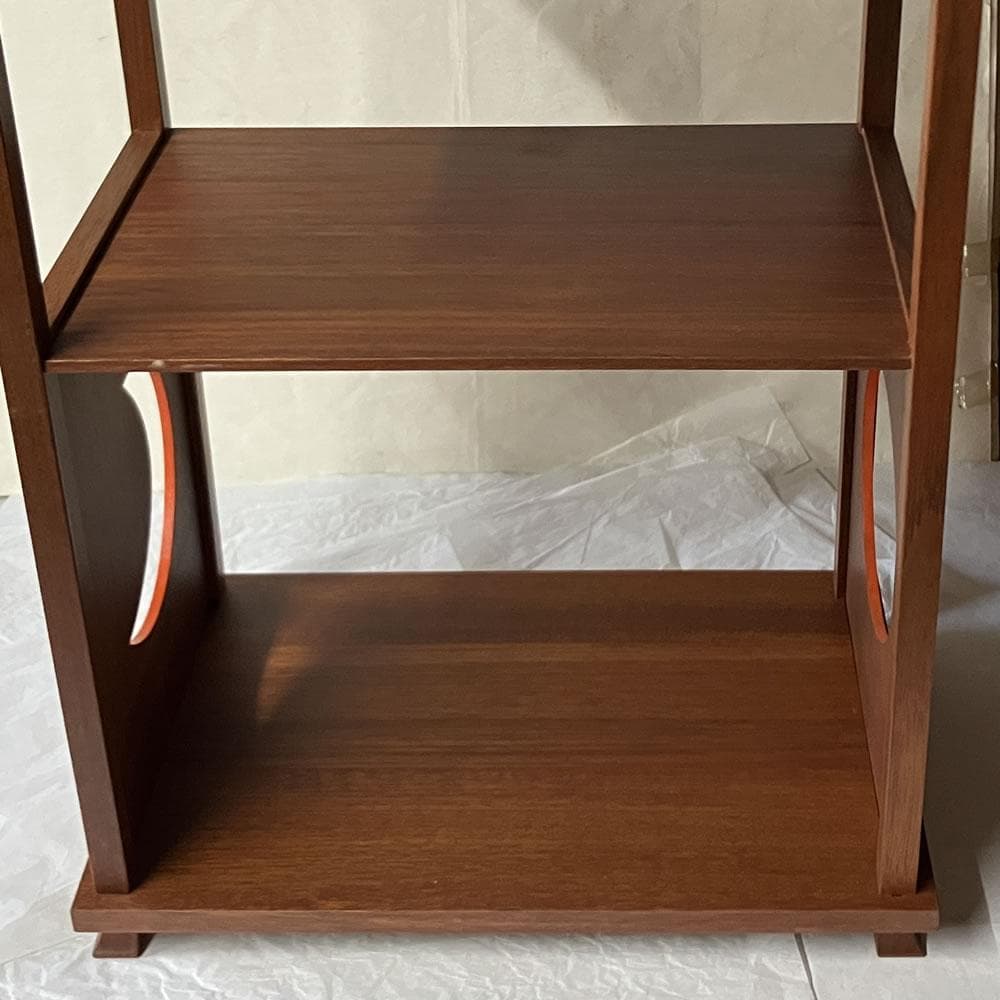 F1457 日月棚 花押 あり 紙箱入り 木製 茶棚 茶道具 煎茶棚 煎茶道具