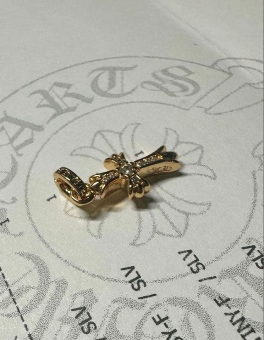 は*る様 クロムハーツ　クロスベビーファット　チャーム22K天然パヴェ インボイ