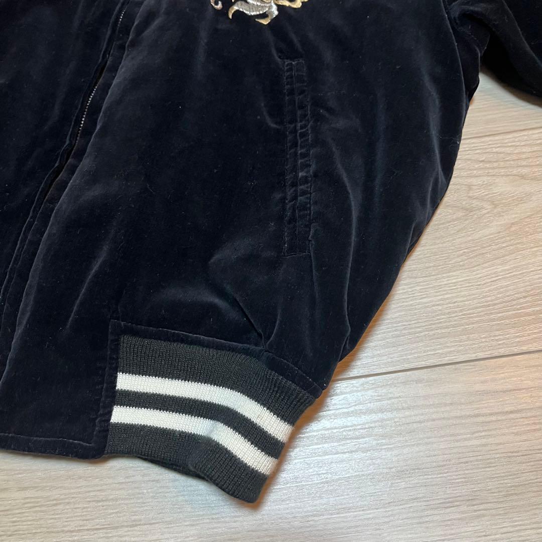 90s スカジャン　別珍　スーベニアジャケット　龍　富士　刺繍