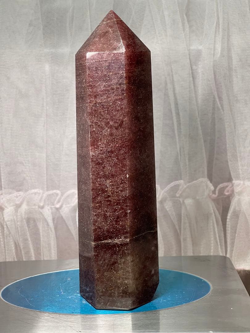 天然石　高品質　大きい　ストロベリークォーツ　六角柱　ポイント　1035g