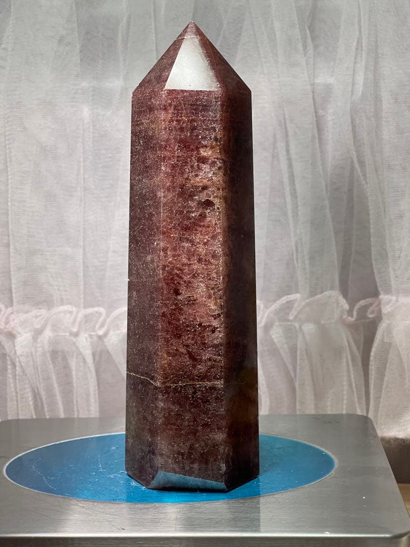 天然石　高品質　大きい　ストロベリークォーツ　六角柱　ポイント　1035g