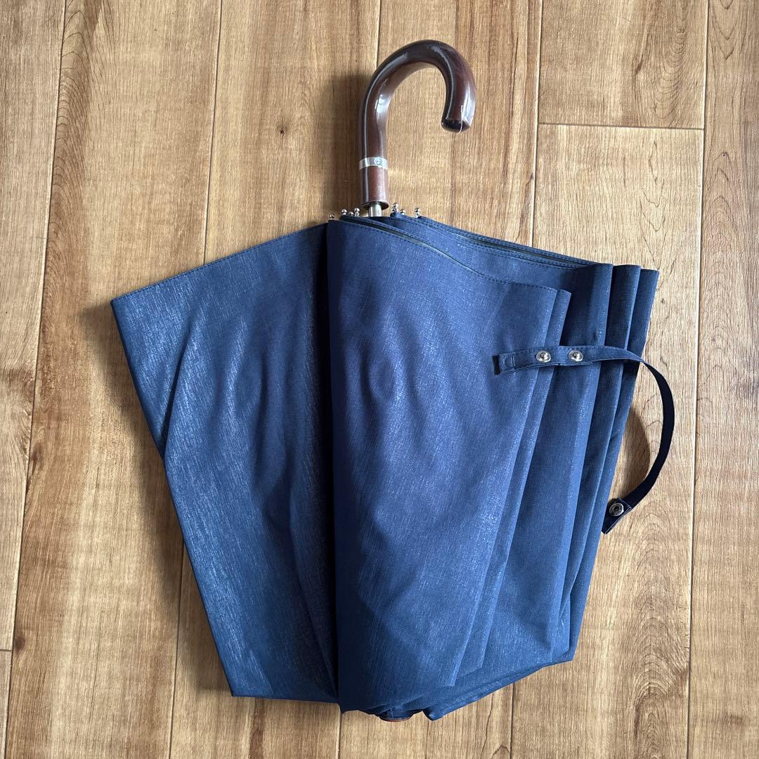 COKAGE+ 木手元ジャンプ折 日傘 折りたたみ傘 デニムブルー