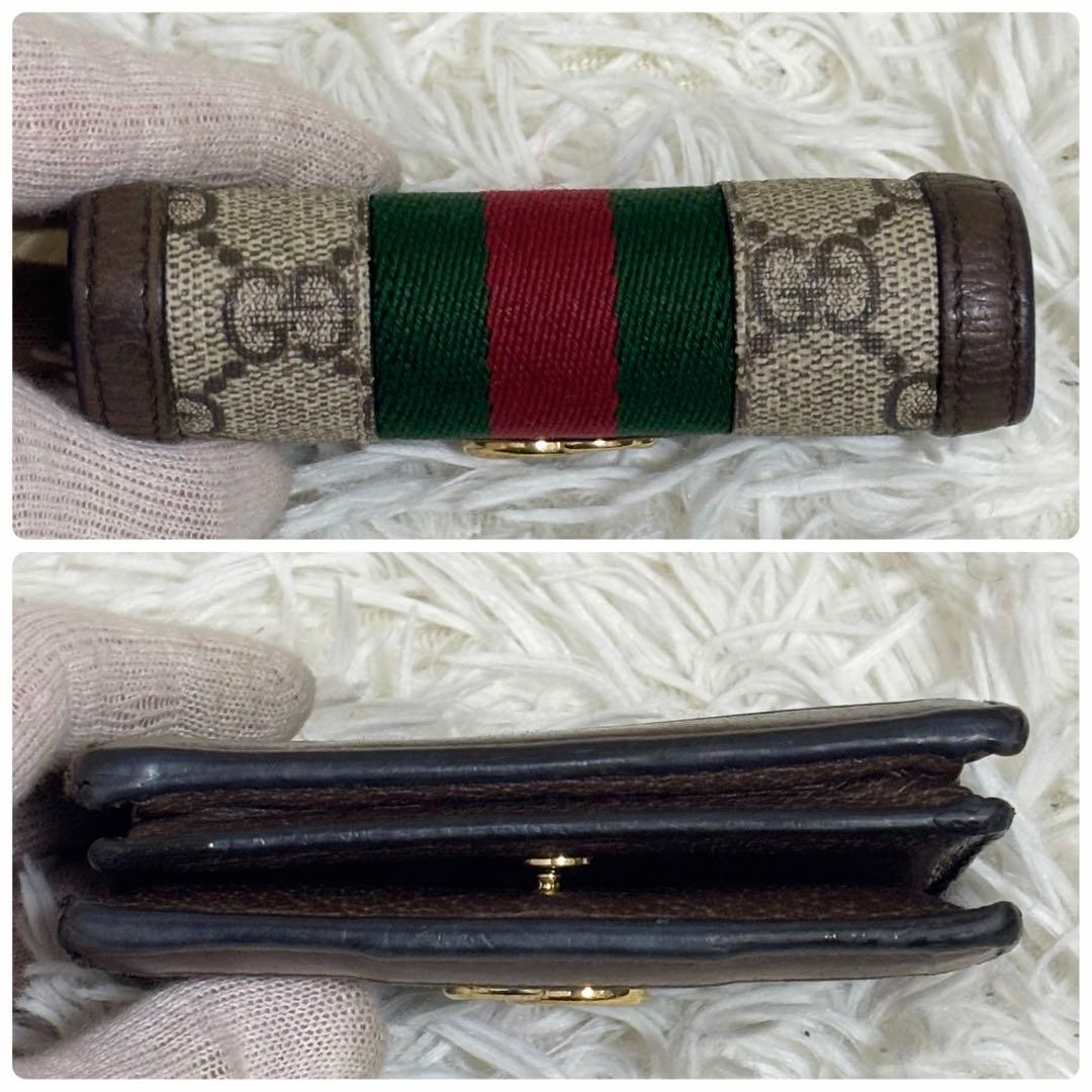 グッチ 二つ折り財布 オフィディア GGマーモント シェリーライン　ブラウン