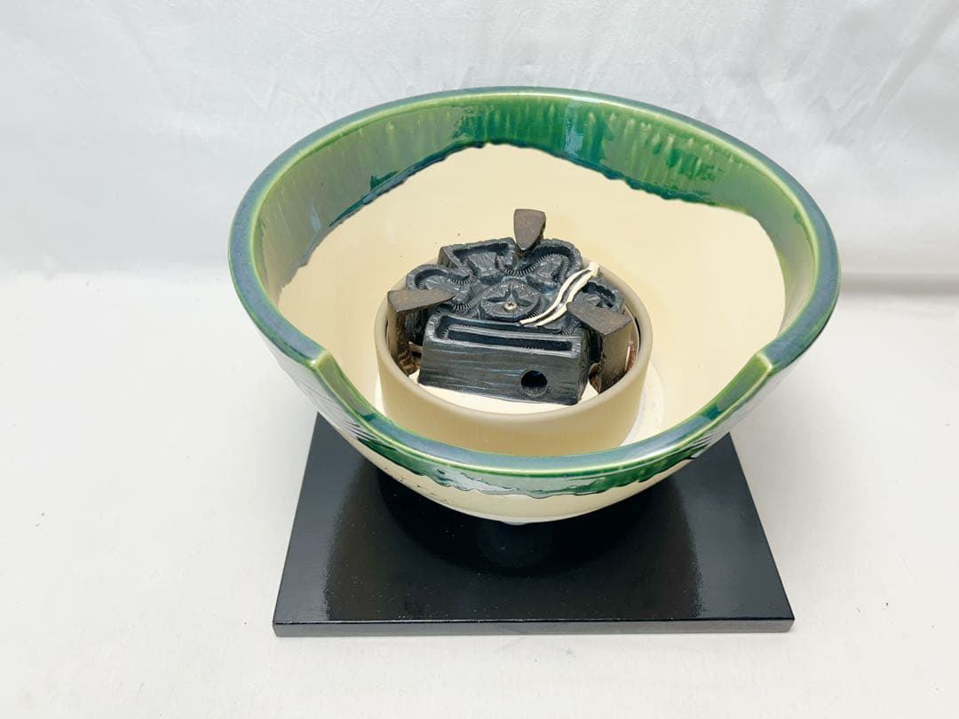 美品 茶道具 高橋敬典 間取松竹地紋 羽子板釜 野々田織部 風炉型電熱器 共箱