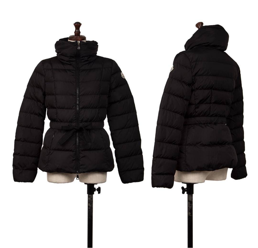 MONCLER 黒 ダウンジャケット ウエストリボン付き