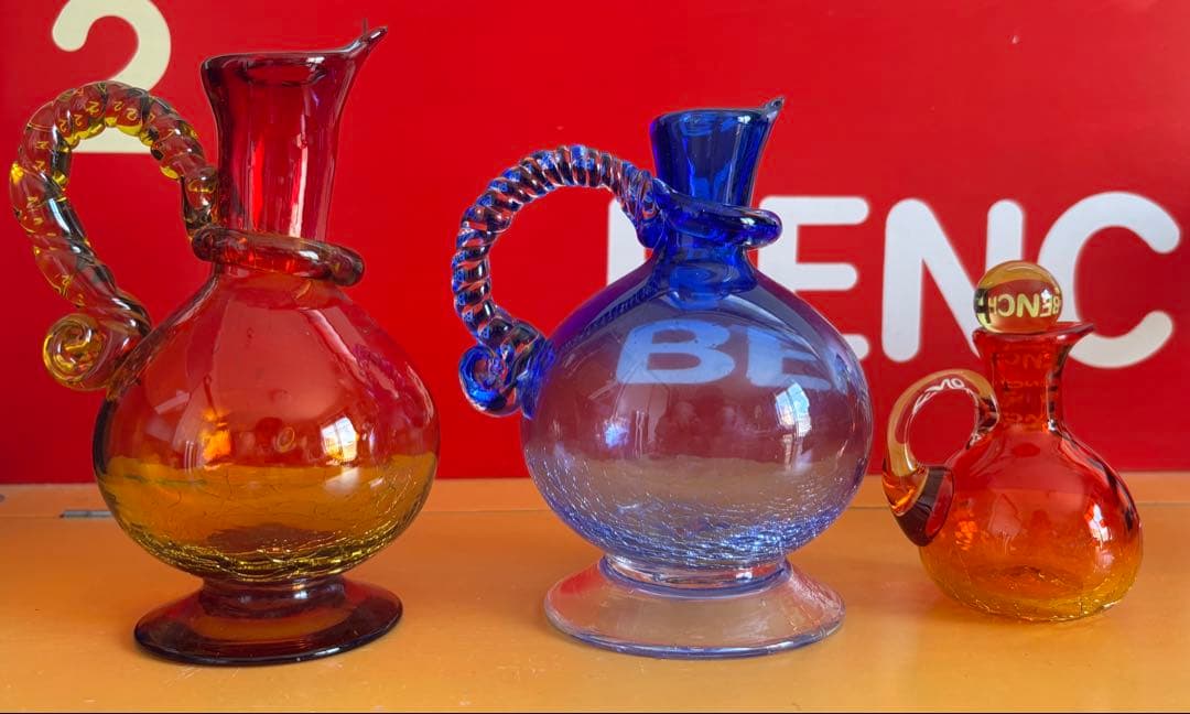 琉球ガラス　水差し　ガラス細工　置物　インテリア　3個セット