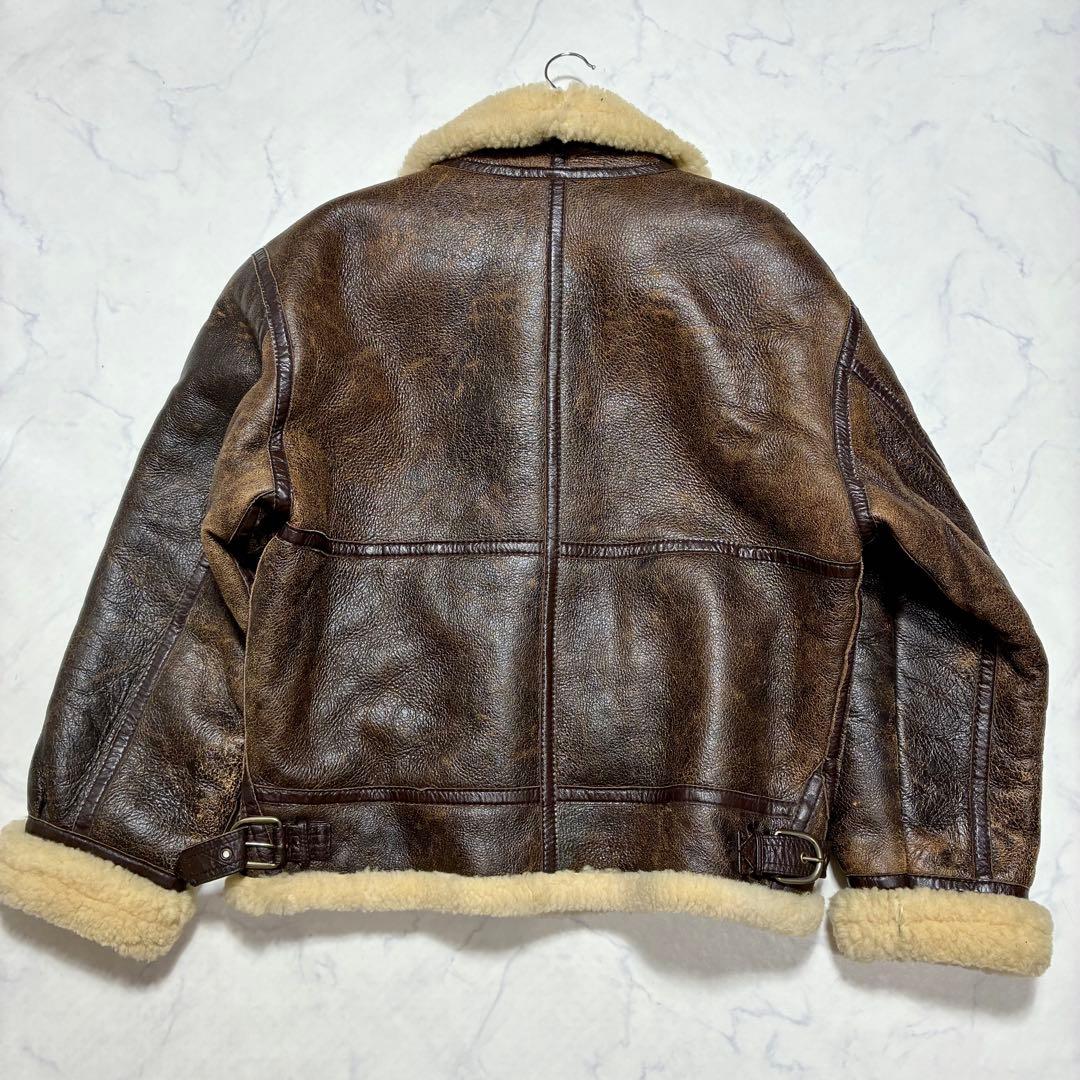 美品/XL✨リアルムートン B-3 フライトジャケット 羊革 ダークブラウン