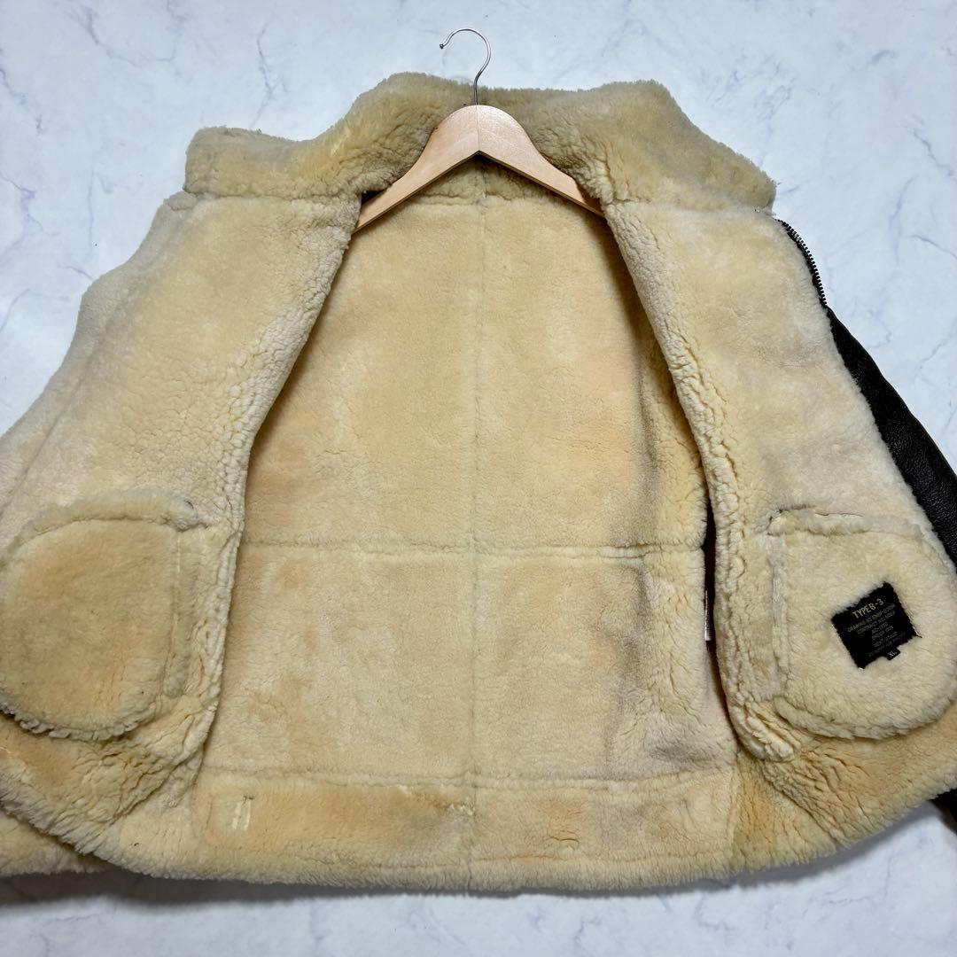 美品/XL✨リアルムートン B-3 フライトジャケット 羊革 ダークブラウン