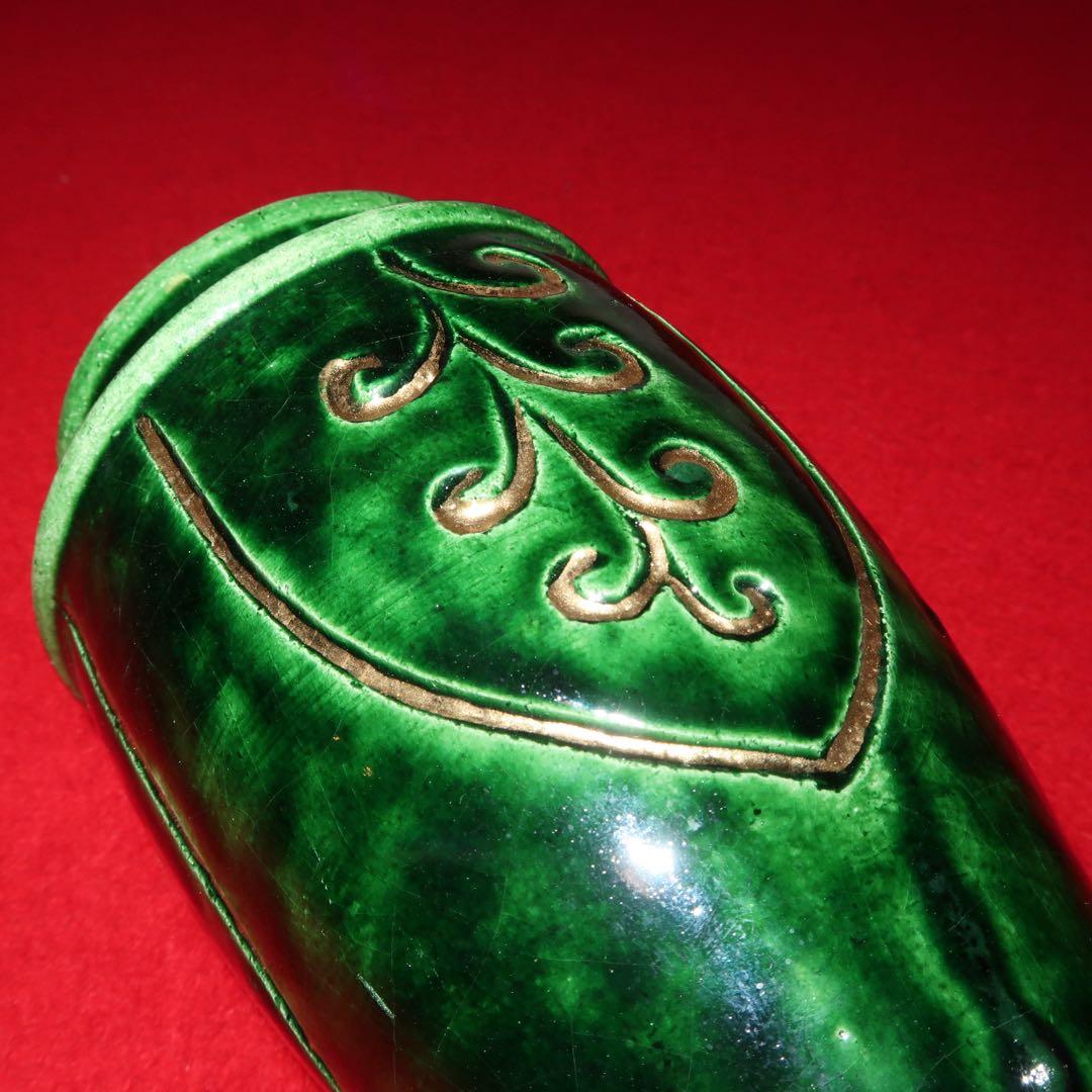 【茶道具】吉村楽入作　如心斎好　青楽花入　表千家