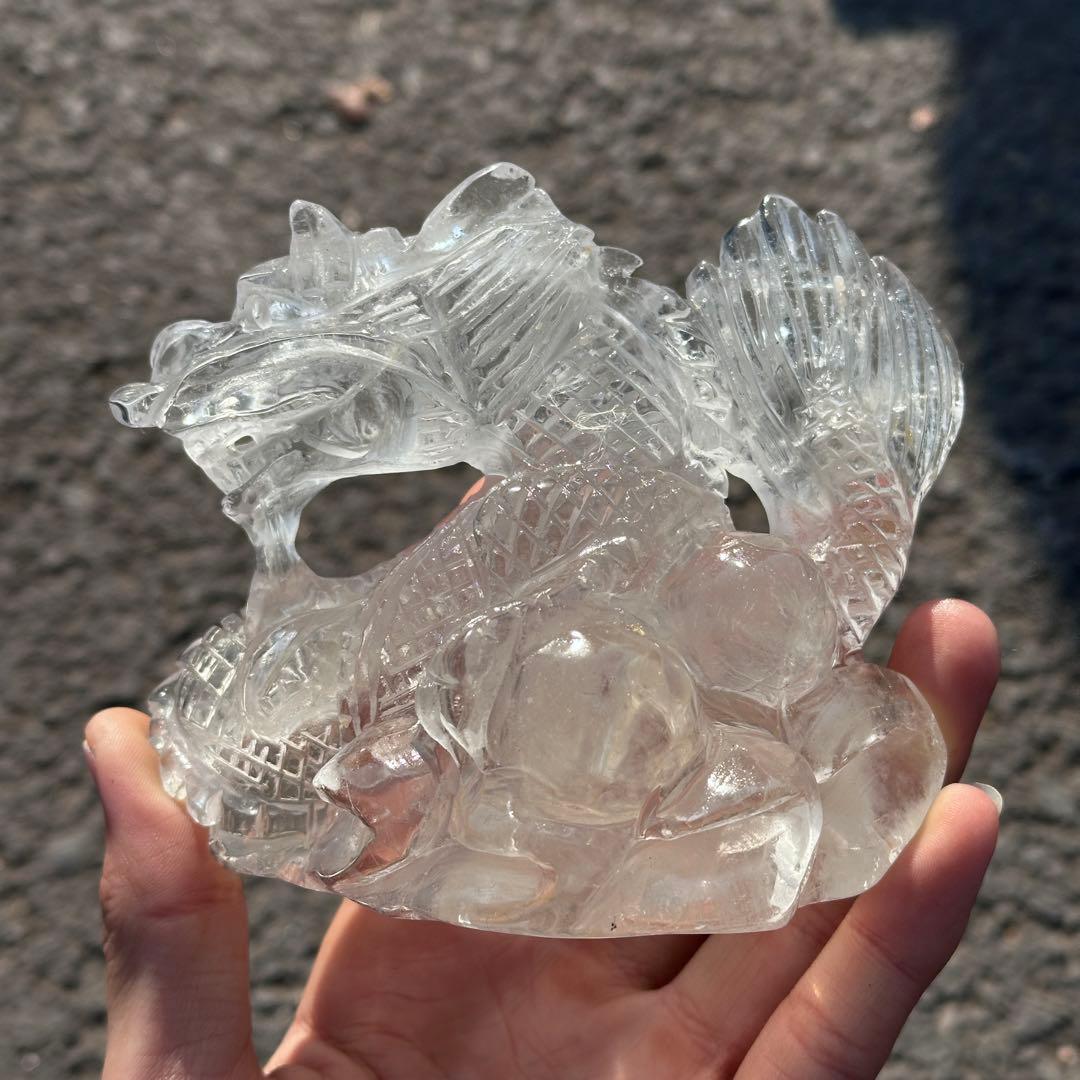天然石水晶の龍　置物　ご購入前に在庫確認必要G.279