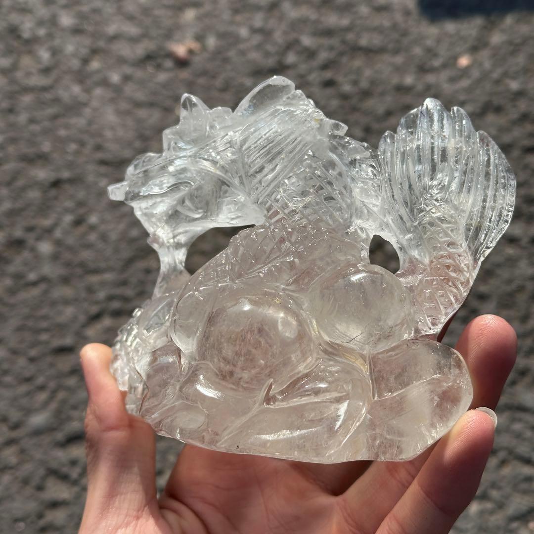 天然石水晶の龍　置物　ご購入前に在庫確認必要G.279