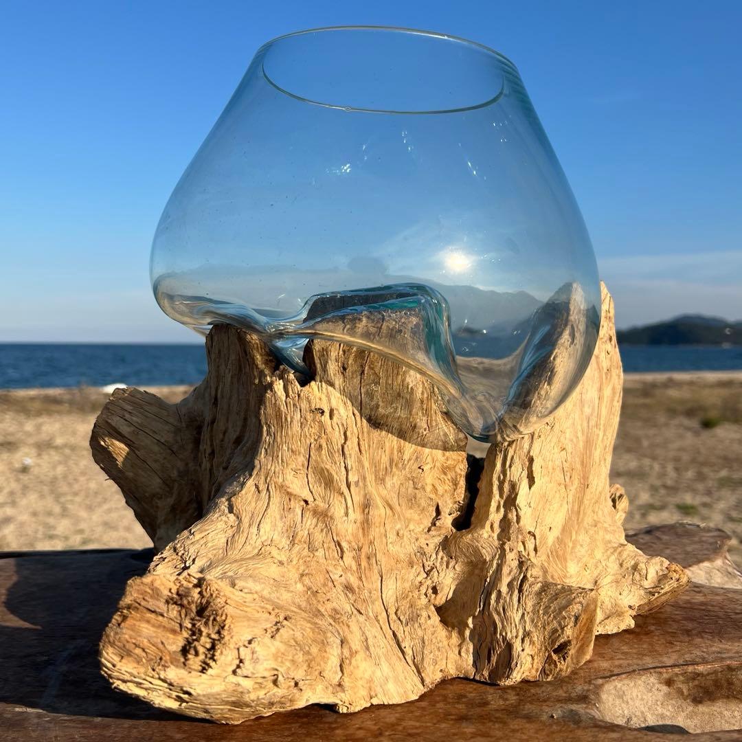 流木ガラス オブジェ超特大J 花瓶 金魚鉢 水槽 テラリウム 観賞魚 メダカ容器