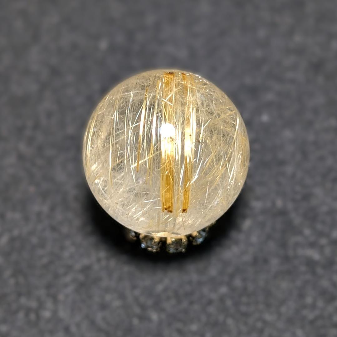 一点物 キラキラ輝く タイチンルチル 13ミリ 1粒売り 貫通穴あり お守り