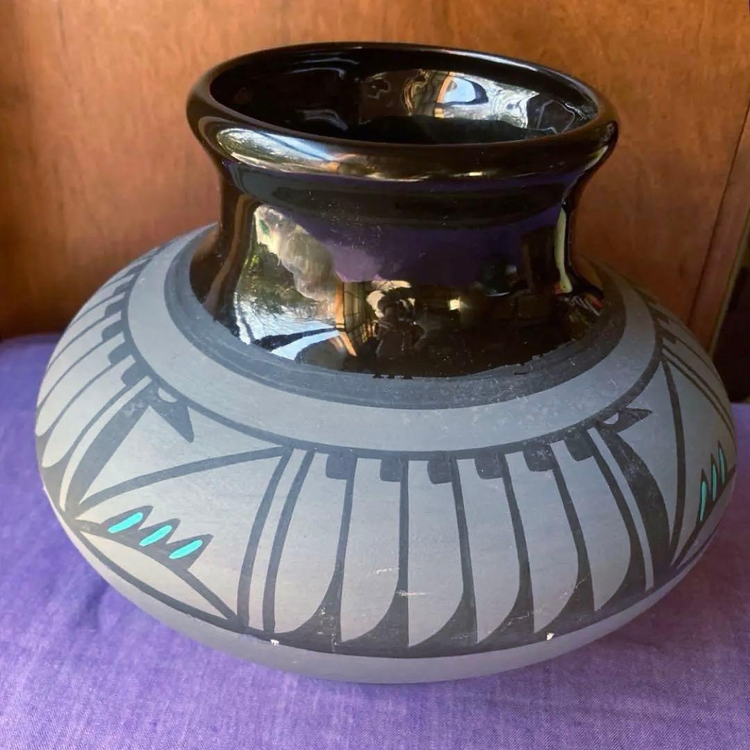 壺　花瓶　ネイティブアメリカン柄　陶器　インテリア　KOPA ハンドペイント