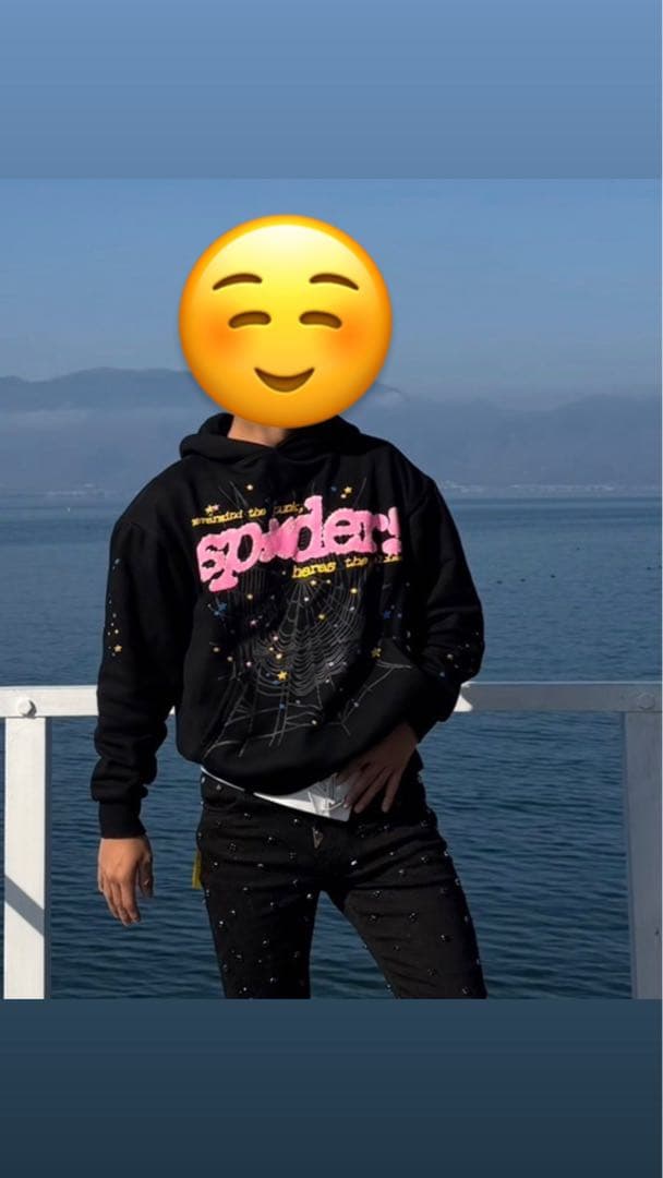 スパイダー P*NK V2 パーカー ブラック US S