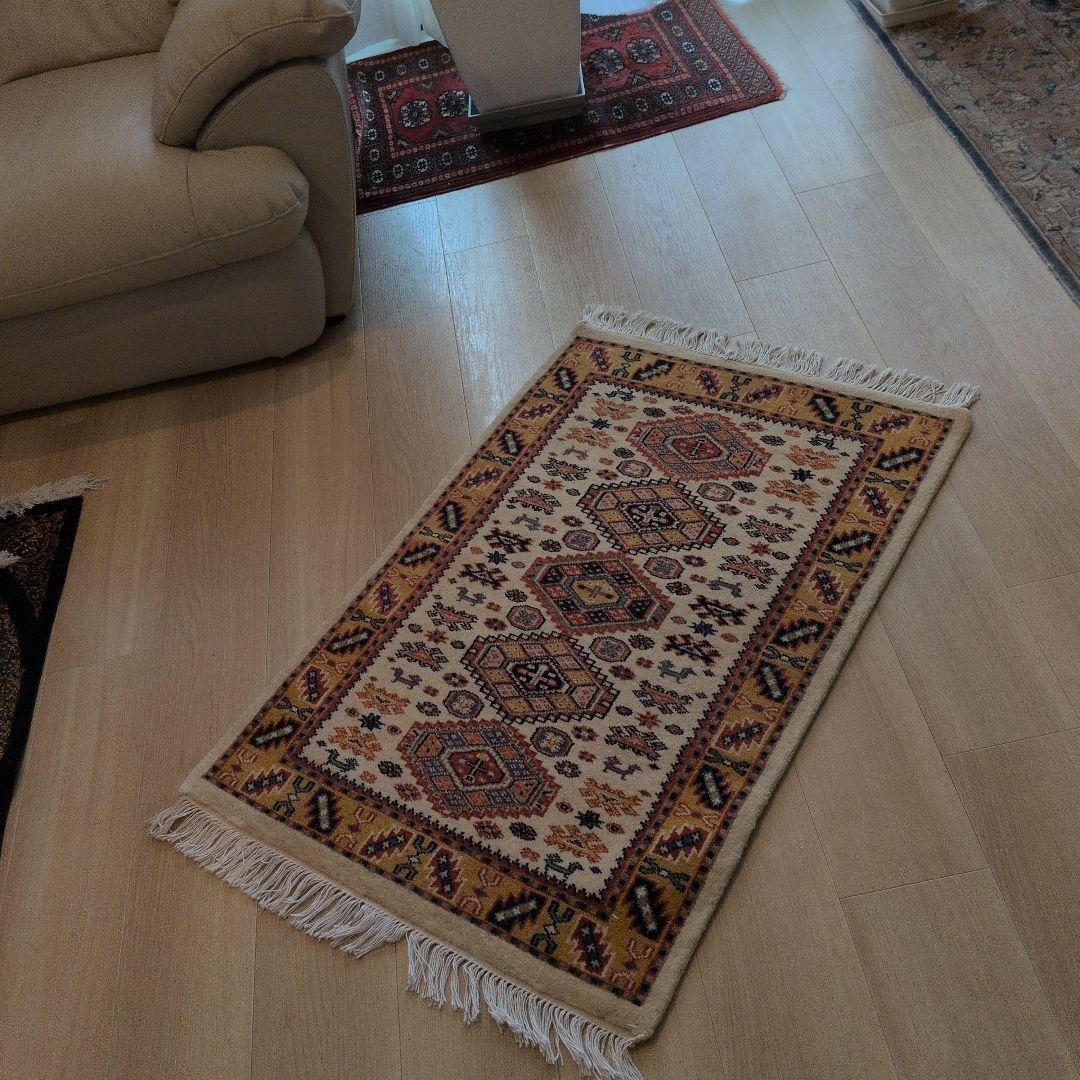 63x94cmパキスタンガズニー織り手織りマット(191)ギャッベ・ペルシャ