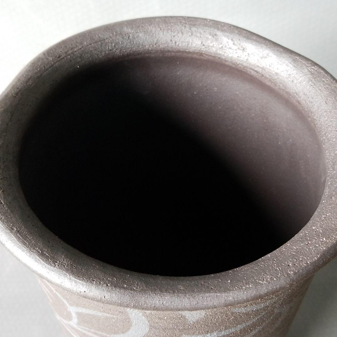 信楽焼 傘立て 黒地絵付 高さ４７cm