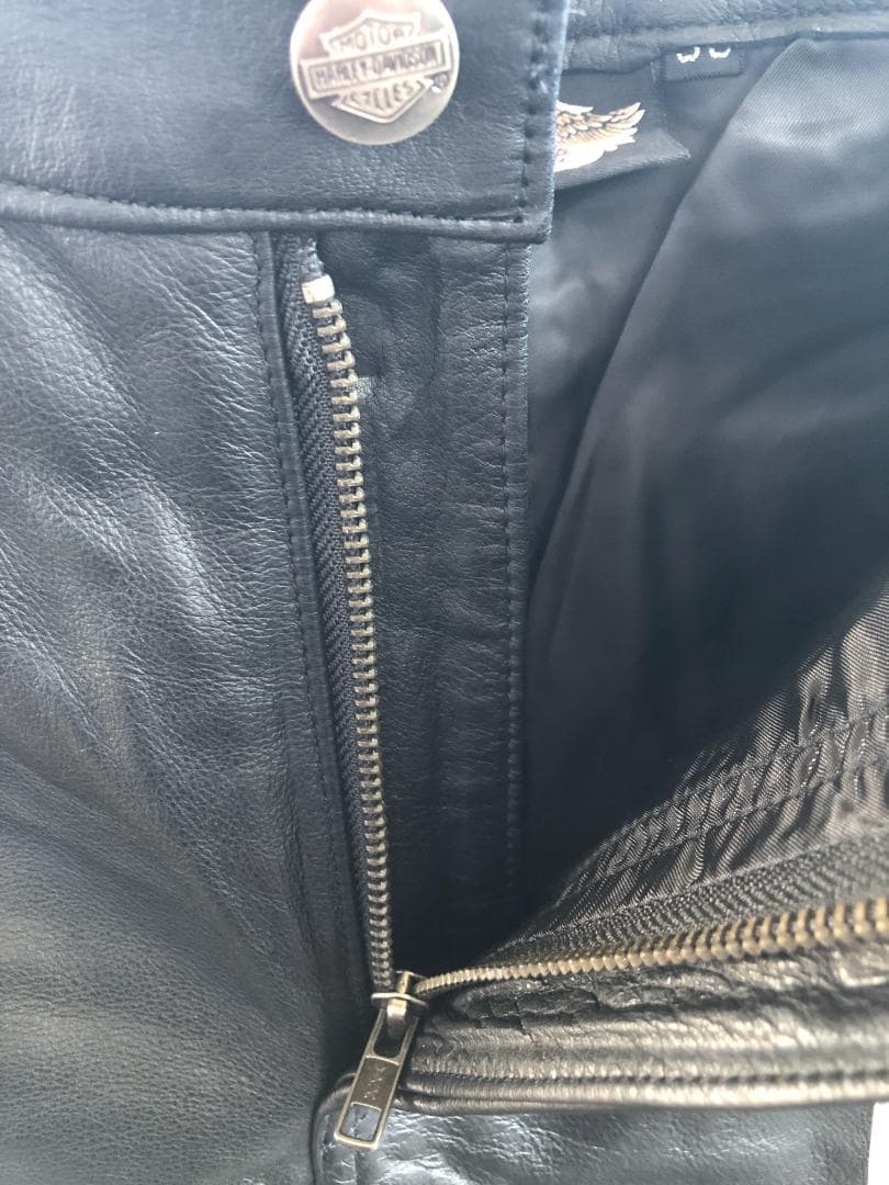 [在庫処分] 新品 Harley-Davidson ブラックレザーパンツ W30
