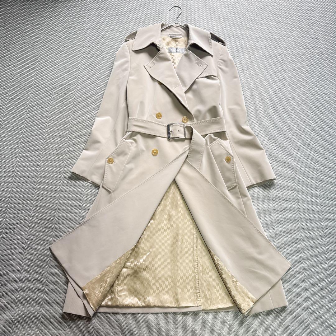 極美品 MaxMara トレンチコート ベルト ベージュ系 表地ストレッチ XL