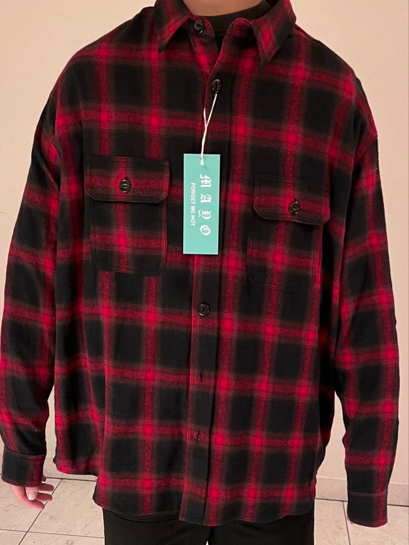 MAYO 刺繍マリアチェックシャツ レッド