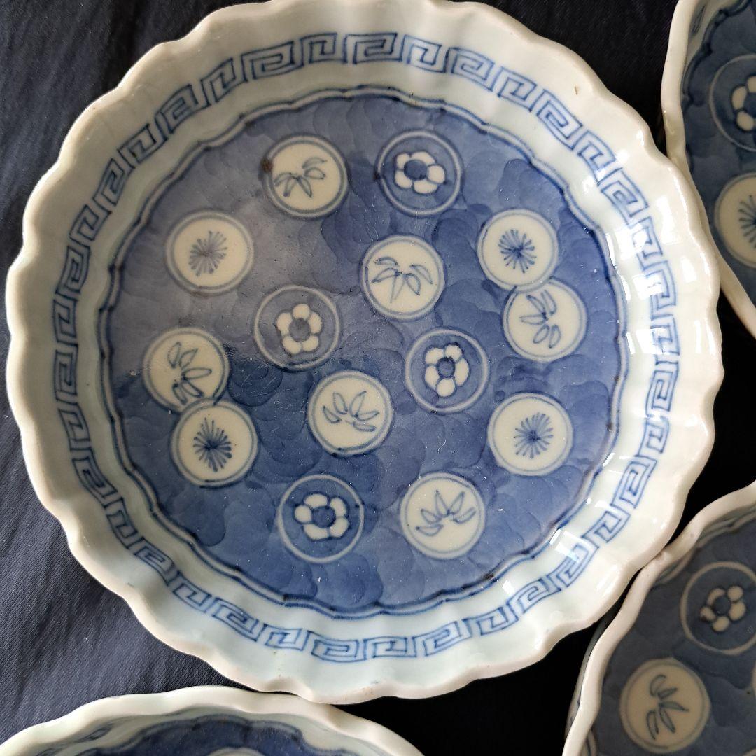 「かわいくてモダンな丸文！」 古伊万里皿(直径11.5cm) 4客セット 骨董