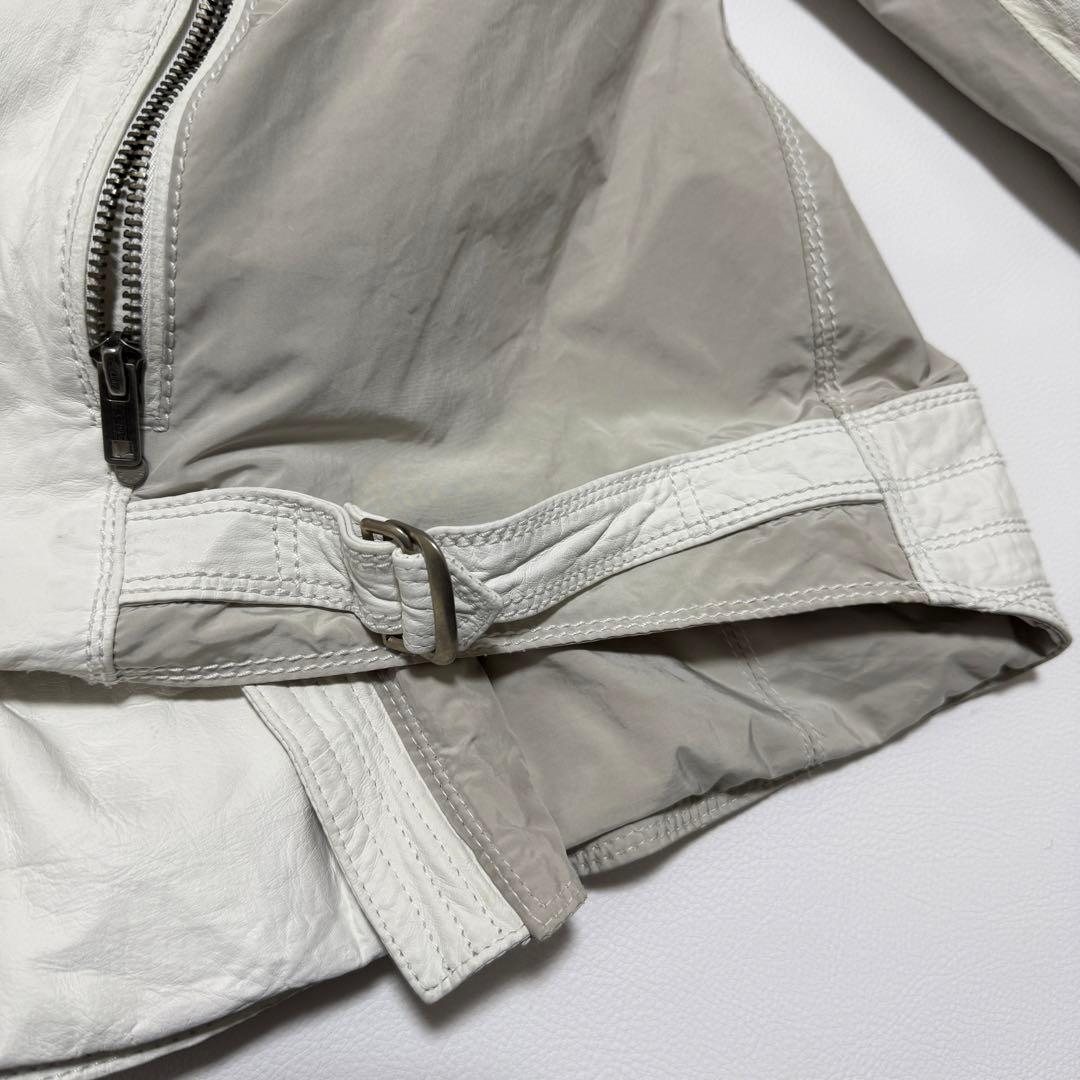 ✨高級 ラムレザー✨ ジョセフオム シングルライダース ホワイト ドッキング