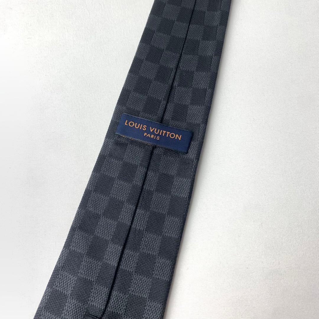 1029 LOUIS VUITTON ルイヴィトン　ダミエ　シルク　ネクタイ　黒