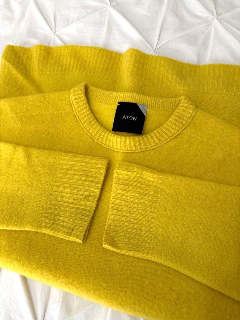 エイトン ATON カシミヤ 100% ニット プルオーバー イエロー