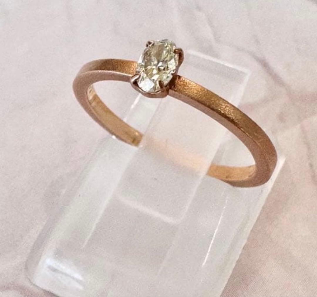 オーバルカット ダイヤモンドリングk18 0.13ct