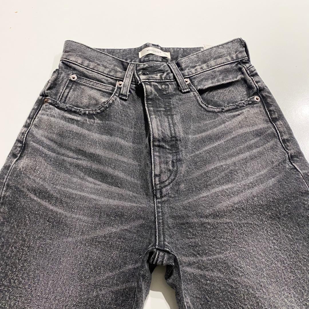 【美品】MOUSSY マウジー フレアデニム ブラック 25サイズ　人気