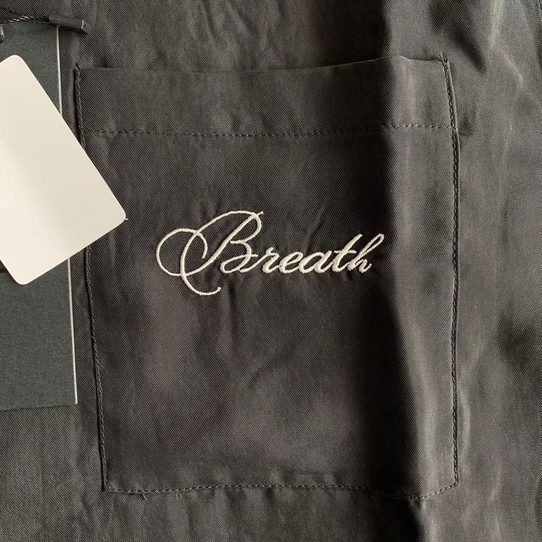 黒L【BREATH】SCRIPT SATIN SHIRT／新品タグ付／送料込
