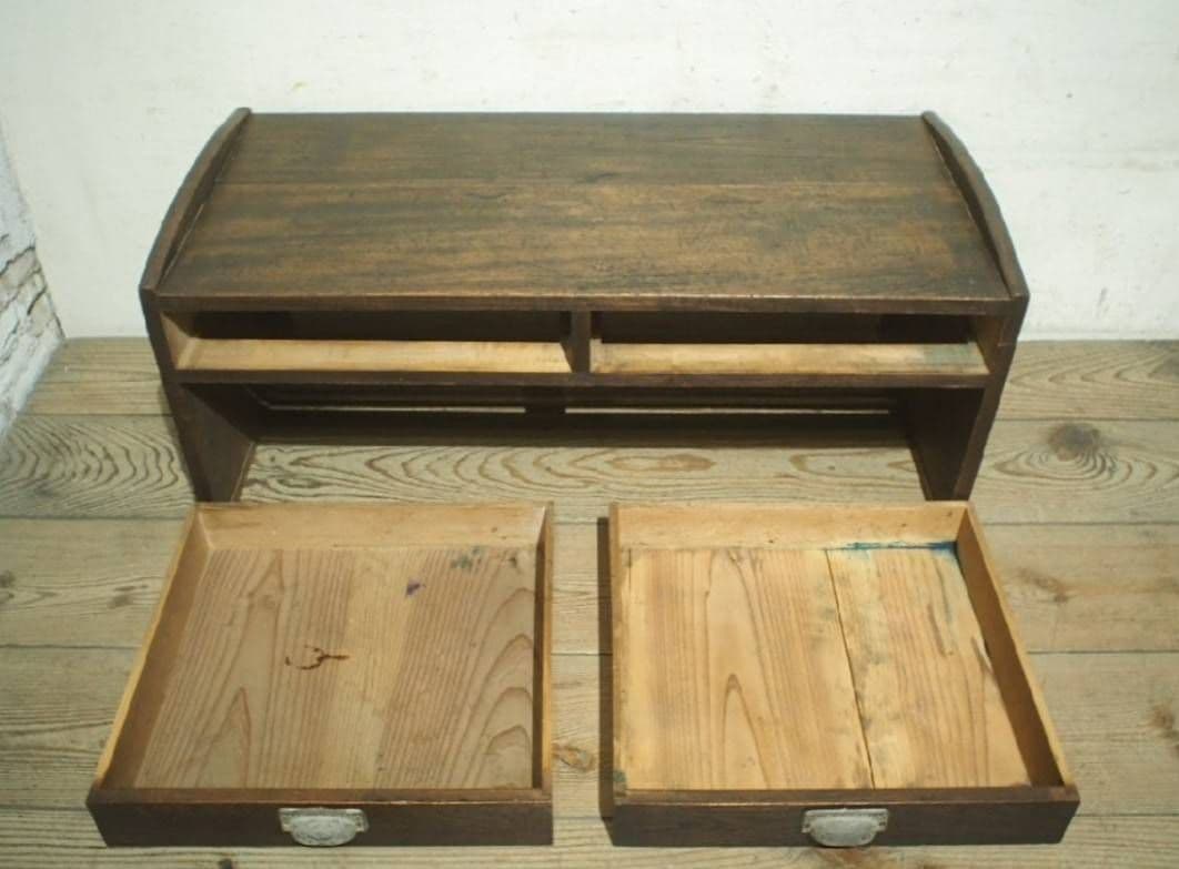 1075 アンティーク　文机　ローテーブル　引き出し　展示台　デスク　レトロ